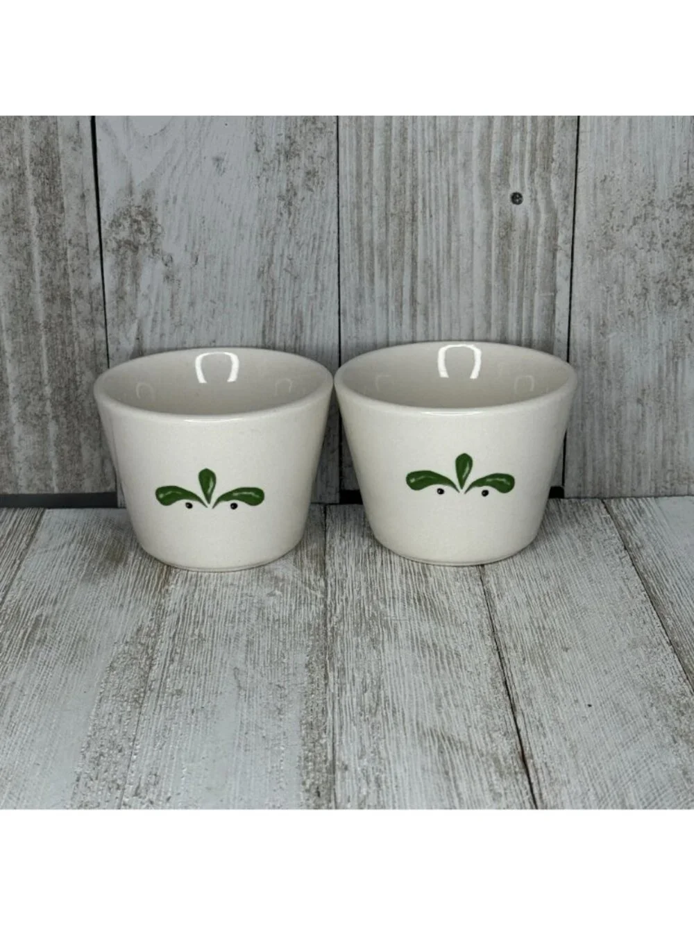 2 Vintage Toscana Restaurant Ware Custard Cups / Sugar-Caddy Bowls With a Green